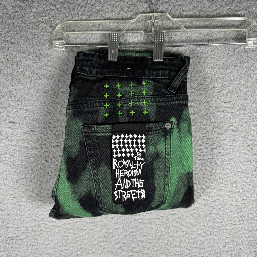 Ksubi Van Winkle Reakti Black Neon Green Skinny Jeans MPS23DJ004 Mens 30